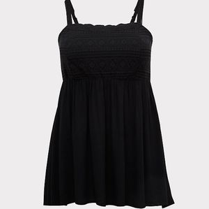 Torrid Black Embroidered Sharkbite Tank